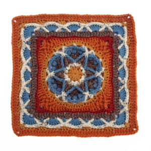 Maude square with stitches made into third loop