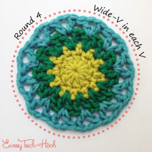 Marigold crochet afghan block pattern photo tutorial round 4