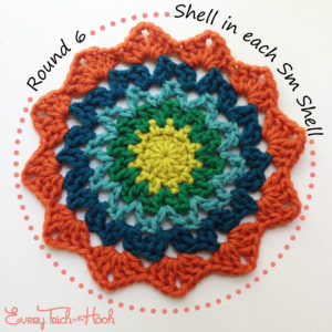 Marigold crochet afghan block pattern photo tutorial round 6