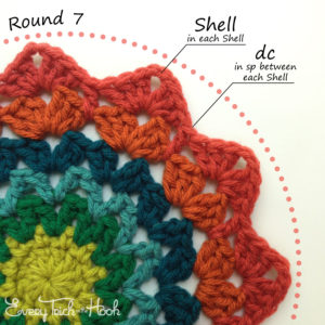 Marigold crochet afghan block pattern photo tutorial round 7