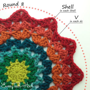 Marigold crochet afghan block pattern photo tutorial round 8