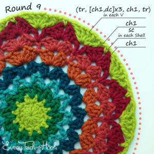 Marigold crochet afghan block pattern photo tutorial round 9