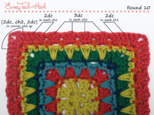 Spiked Punch crochet afghan block pattern photo tutorial round 10