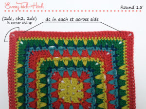 Spiked Punch crochet afghan block pattern photo tutorial round 15