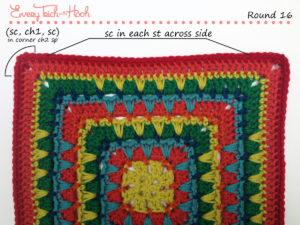 Spiked Punch crochet afghan block pattern photo tutorial round 16