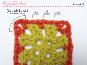 Spiked Punch crochet afghan block pattern photo tutorial round 3