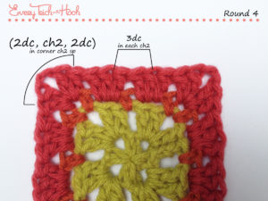 Spiked Punch crochet afghan block pattern photo tutorial round 4