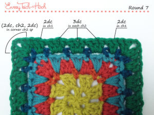 Spiked Punch crochet afghan block pattern photo tutorial round 7